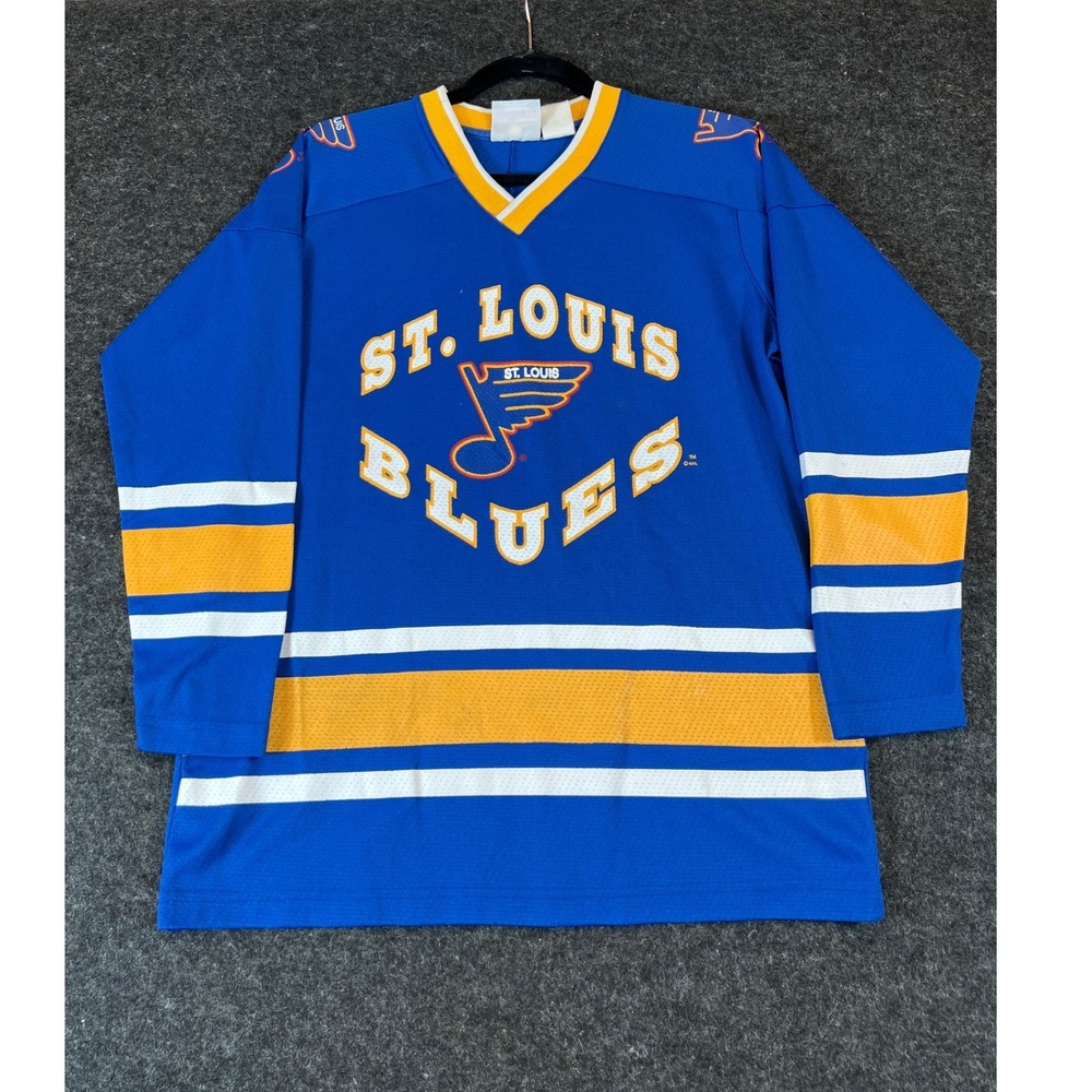 Vintage 90s St Louis Blues NHL Hockey Jersey Winning Goal Blue Yellow Mens XL